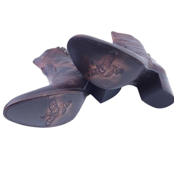 Freebird Leather Boots Sz 7 Salt Side Zip Brown Distressed Festival Boho Boots - Picture 4 of 6